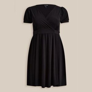 Torrid Mini Studio Knit Surplice Dress, Black, Size 2X